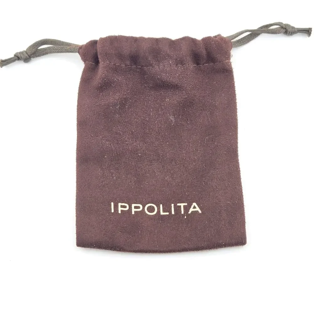 Ippolita Jewelry Pouch Dust Bag Faux Suede Drawstring Brown Gold
